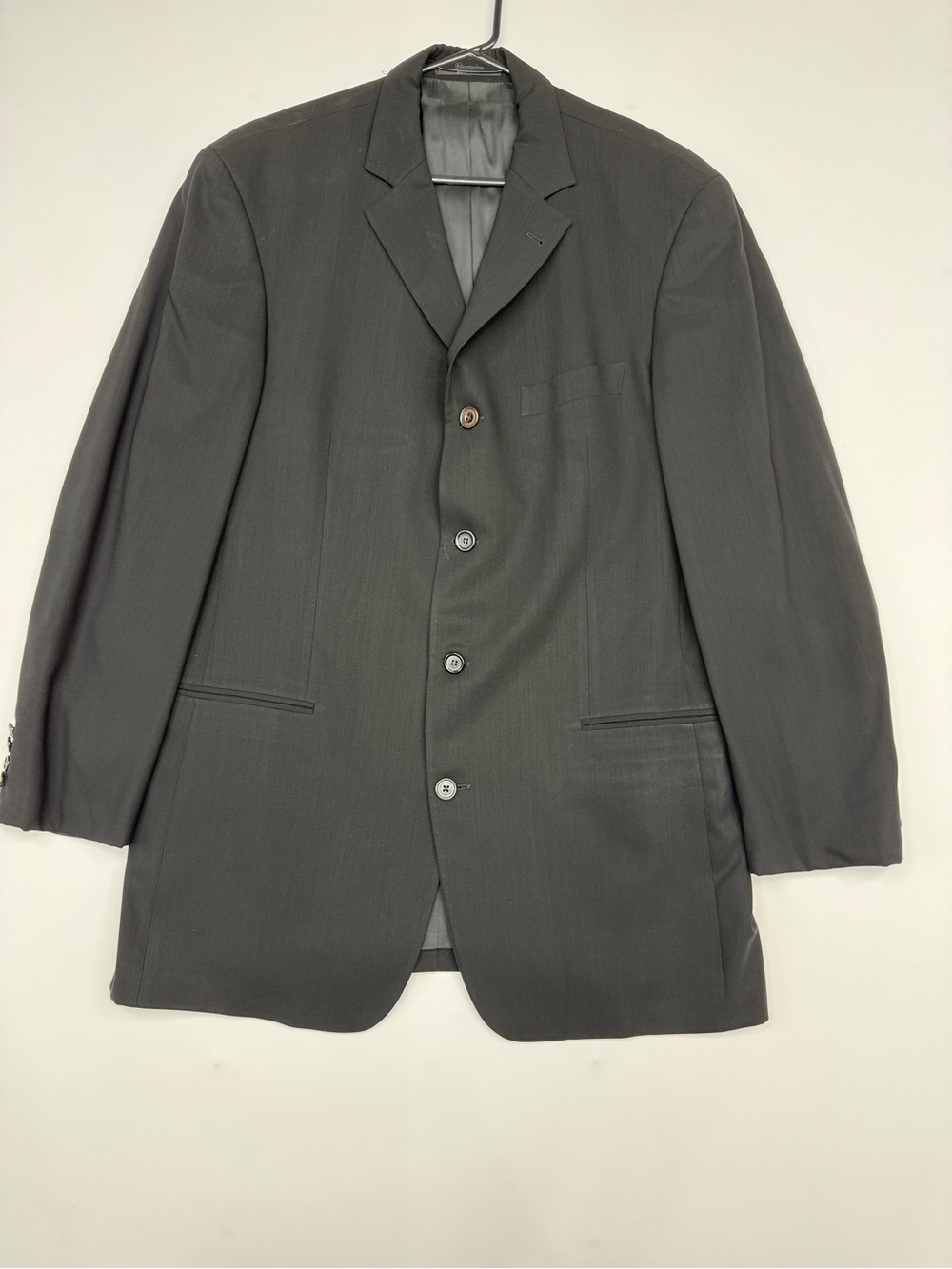 Hugo Boss Mens 4-Button Suit Jacket Blazer Black Made In USA Vintage